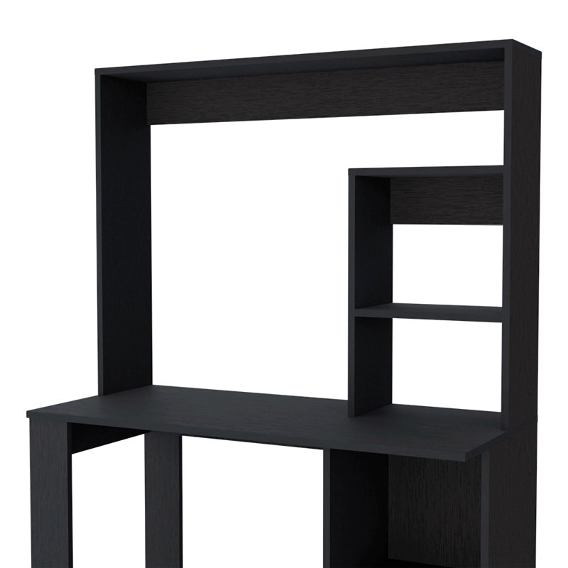 Computer Desk, Hutch, Black Wengue Finish, Black