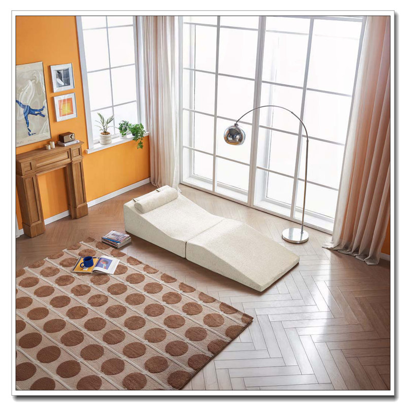 Chaise longue d'intérieur pliable et portable, Beige
