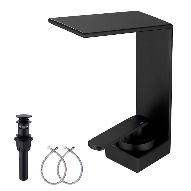 9317-Black Single Handle Bathroom Sink Faucet Modern Matte Black With Drain Assembly