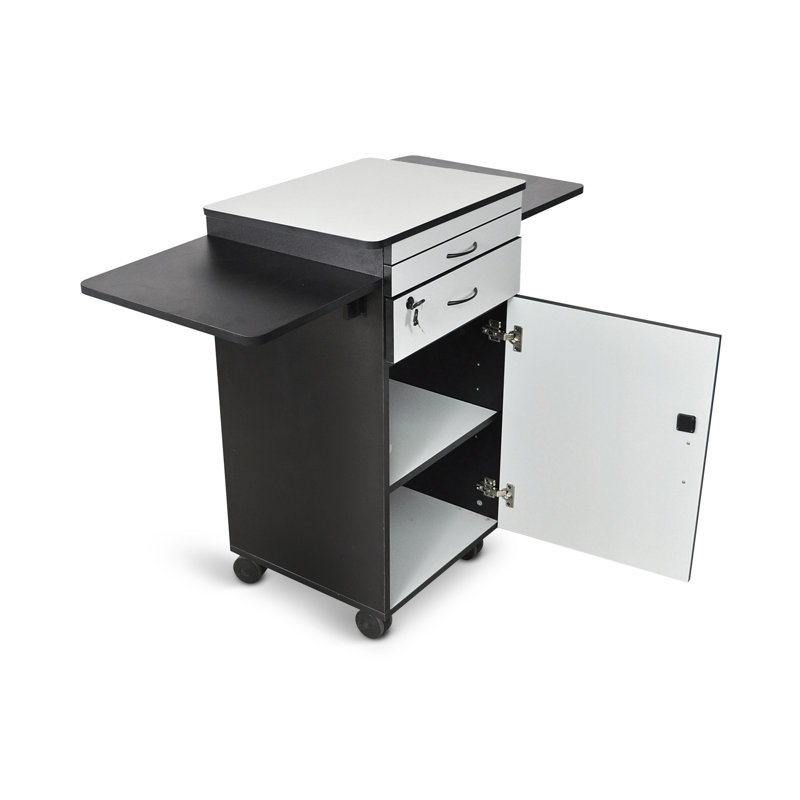 Luxor Dual-Tone Mobile Projector Cart with Lockable Storage, Black & White