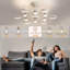 Ventilateur de plafond 49,2 "à DEL avec lumière et télécommande avec ciel étoilé-2115638390