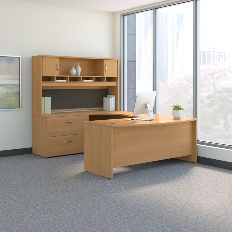 Suite de bureau en U Ringold Series, Chêne Clair / Chêne Clair
