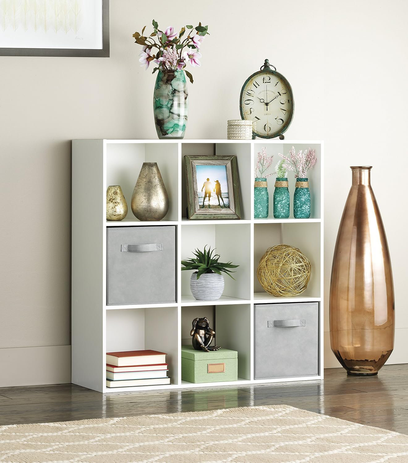 Latitude Run® 9 Cube Storage Organizer With Shelves, Stackable Design ...