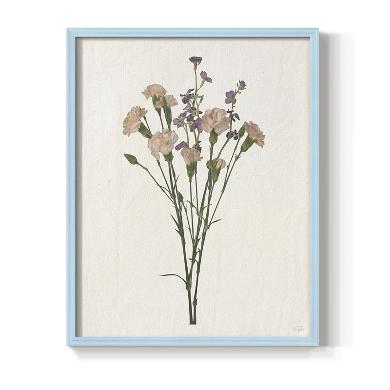 «Organic Floral I», reproduction encadrée - bois massif, H 30 po x l 24 po, Bleu