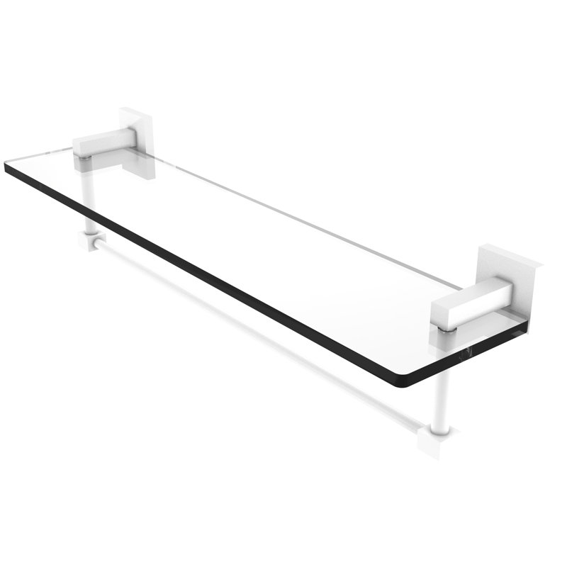 Haranu Bracket Shelf with Towel Bar, Matte White, 22 Inch