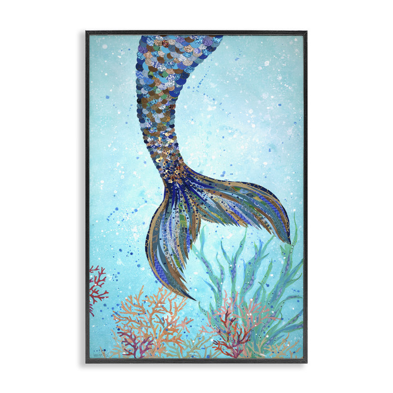 «Tall Tails Mermaid», art de la giclée encadrée par Jennifer Peck, H 18 po x l 12 po, Giclée encadrée noir minuit