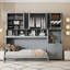 Lit escamotable mural simple avec placard, tiroirs et bureau - gris-1207441540