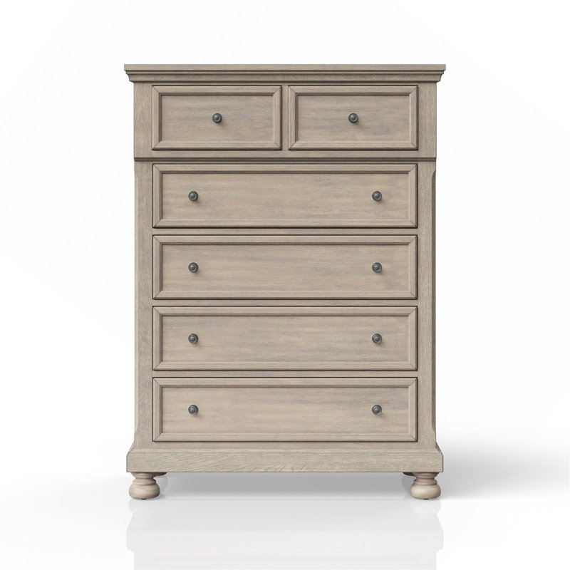 Commode 5 tiroirs en bois gris antique