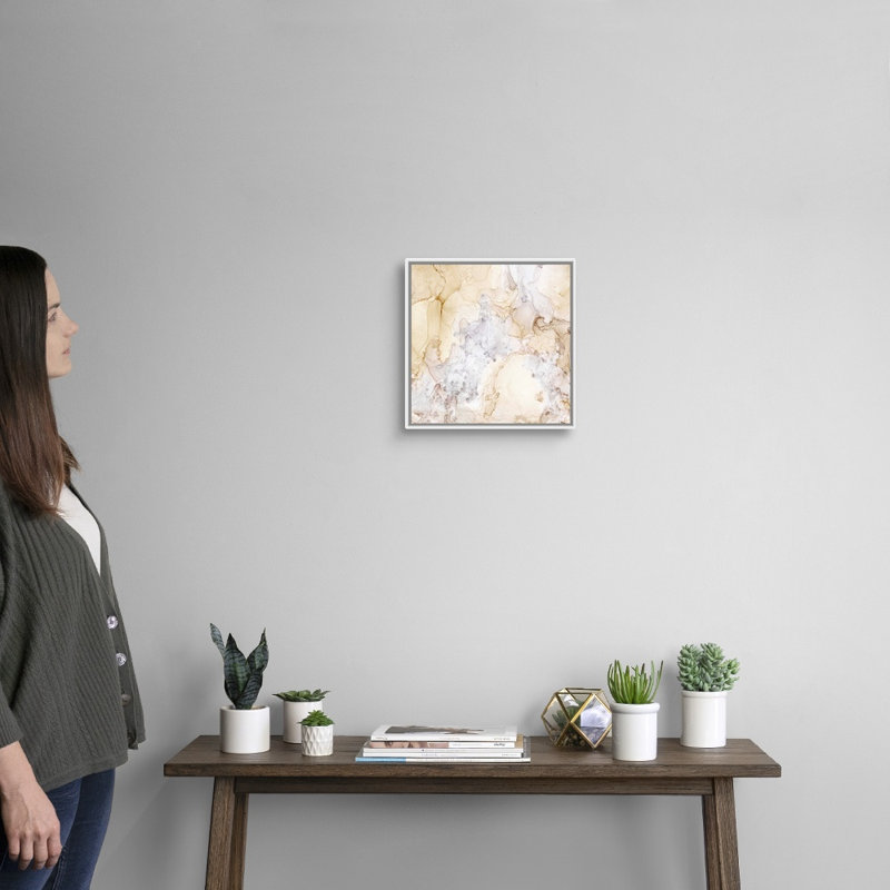 « Neutral Beauty taupe » par Tara Reed, reproduction d’art sur toile, H 14 po x l 14 po x P 1,75 po, Cadre blanc