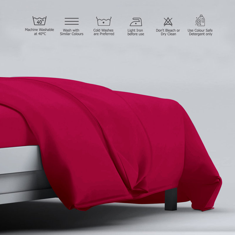 Klarita 100% Microfiber 300TC Reversible Duvet Cover Set with Pillowcase, Single - 1 Pillowcase (50 x 75 cm), Red