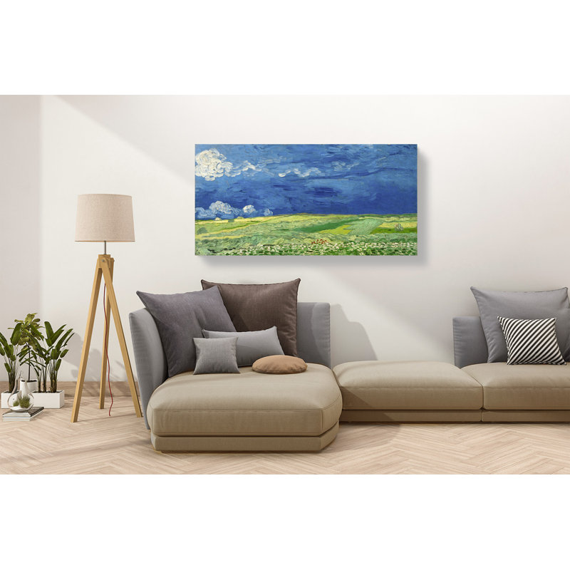 Wheatfield Under Thunderclouds by Vincent Van Gogh - No Frame Print on Canvas, 60cm H x 120cm W x 4cm D