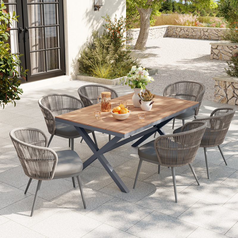 Ensemble repas d'extérieur pour 6 personnes avec coussins
