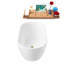 55" Streamline Soaking Glossy White Freestanding Tub and Tray With Internal Drain-101412991