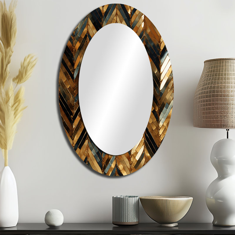 Siterra - Miroir décoratif ovale en marbre sur métal, H 36 po x l 24 po
