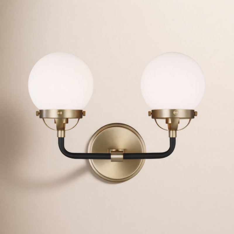 Newport 2-Light Steel Vanity Light, Satin Brass, No 