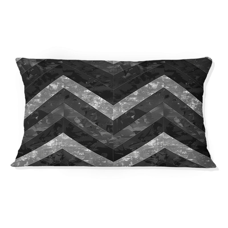 Coussin lombaire transitionnel à chevrons noir et gris III