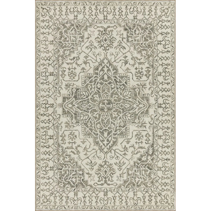 Tapis tissé à motif d'étoile gris, Rectangle 2 pi 4 po x 4 pi