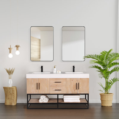 Marazion 60"" Double Bathroom Vanity Set with Mirror -  17 Stories, 3479CFFE01174F2D81B342379858C89B