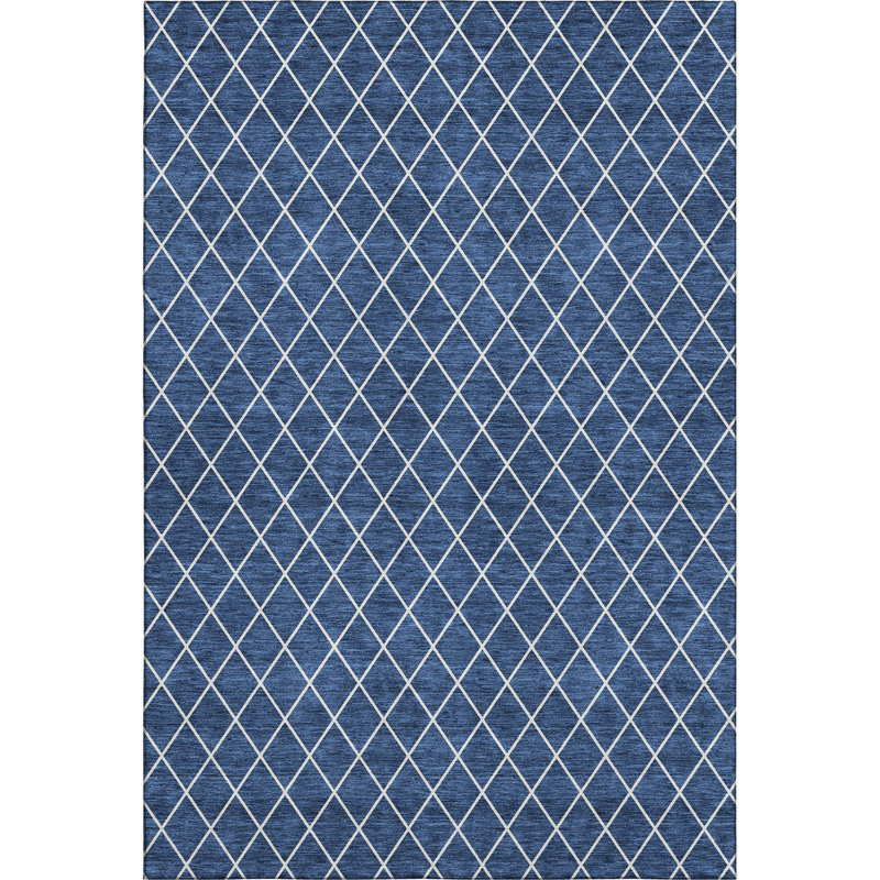 Premium Machine Washable Prisco Navy Rug, Rectangle 8' x 10'