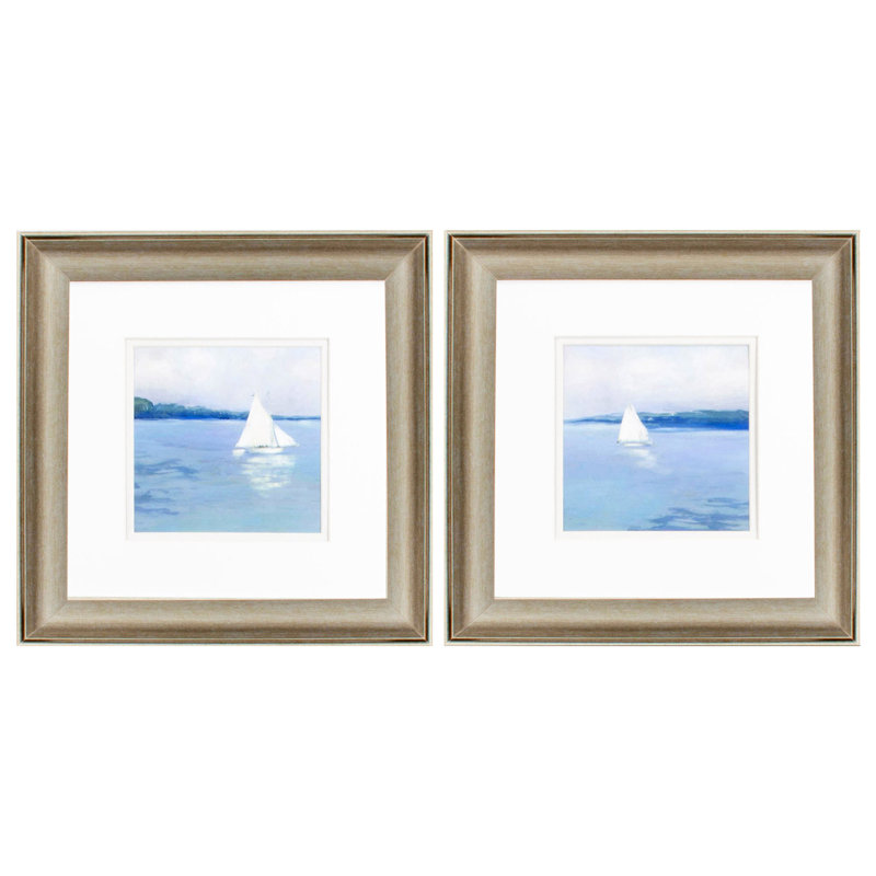 «Distant Sail», ensemble de 2 peintures encadrées