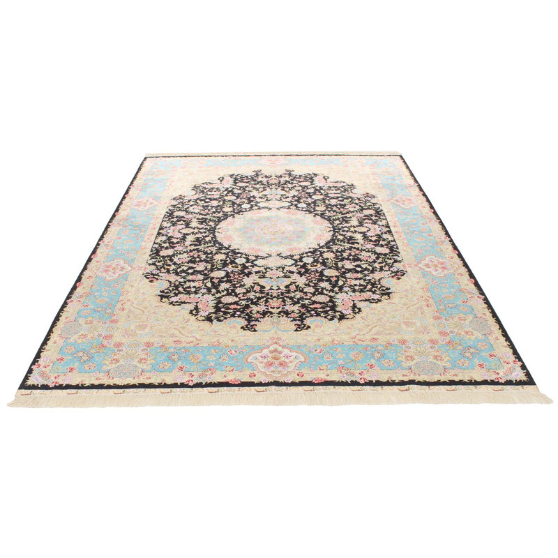Tapis turc noir et bleu 6 x 9