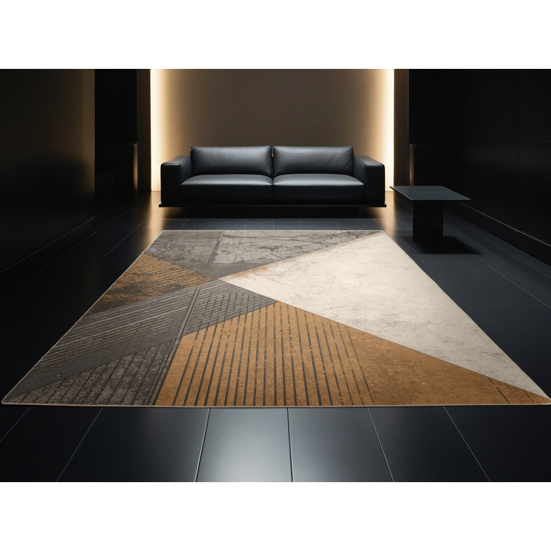 Tapis beige industriel lavable à la machine Bemott, Rond 7 pi