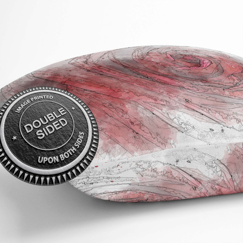 Abstract Square Cushion, 55cm H x 55cm W x 20cm D, Red/Grey