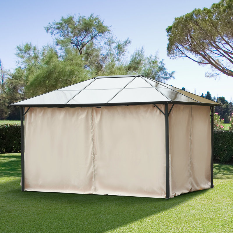 Dakota Fields Beige Fabric Side Wall for Gazebo, 205cm H x 352cm W x 2cm D