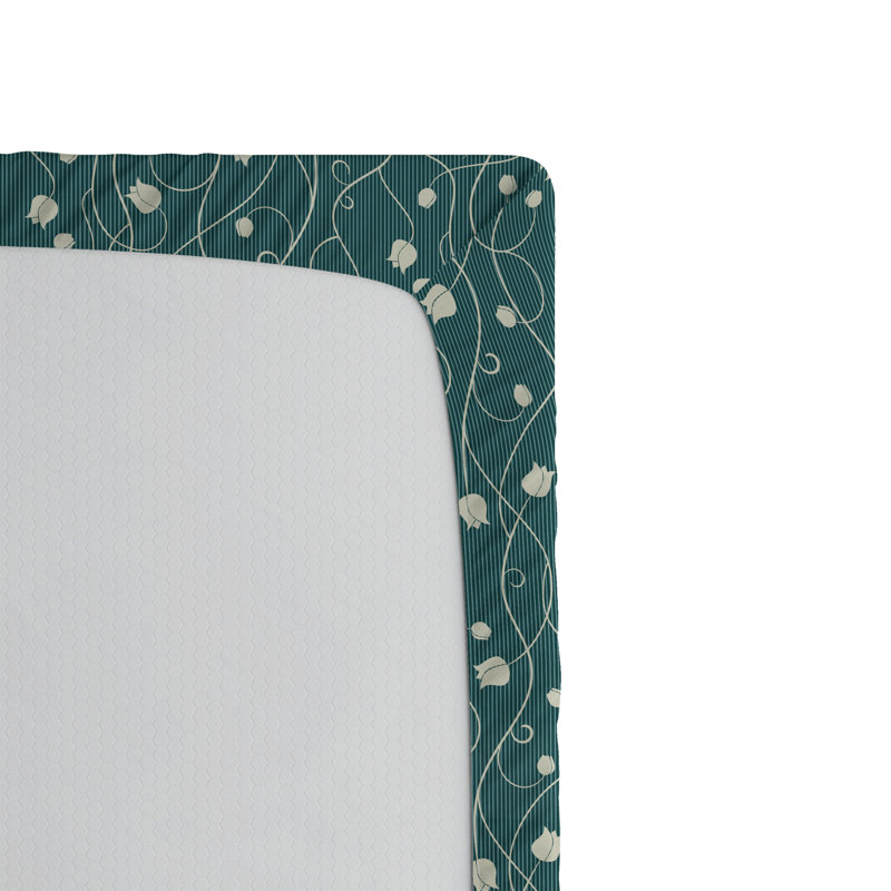 Drap-housse Ambesonne, Drap-housse de taille double, Bleu cadet / motif floral coquille d'œuf