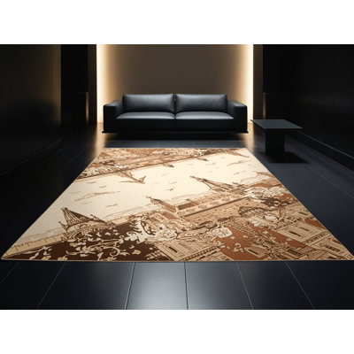 Tapis beige lavable à la machine Pacchiana