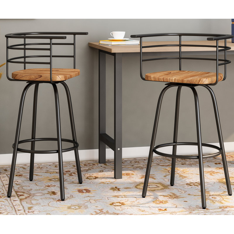 Noelia Swivel Counter Stool with Metal Frame, Dark Brown
