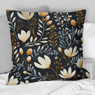  Floral Polyester Throw Pillow