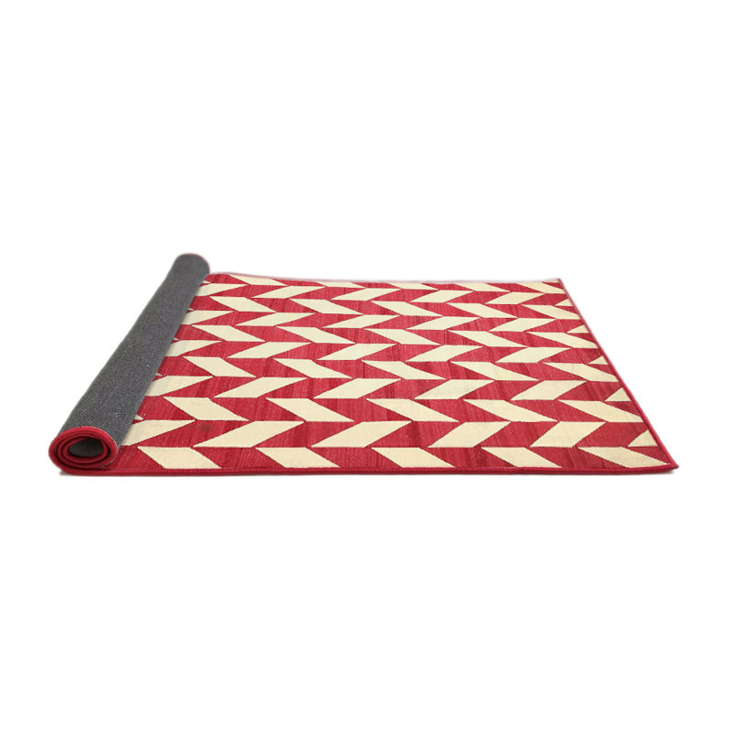 Tapis contemporain rouge, Rond 3 pi