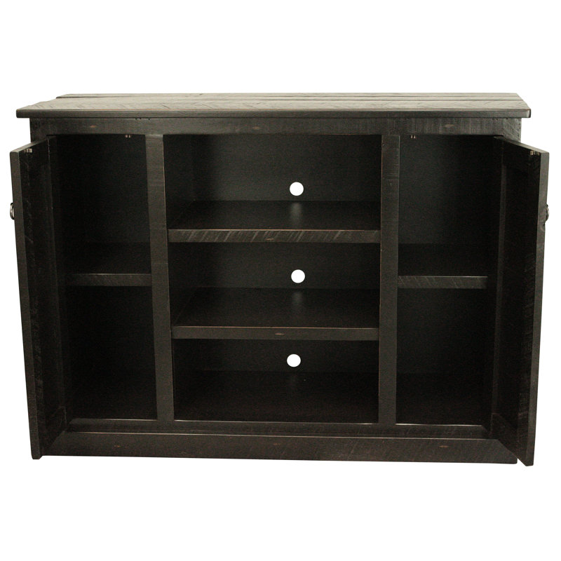 Meuble télé en bois massif pour téléviseur de 55 po ou moins Broomhedge, Noir antique rustique