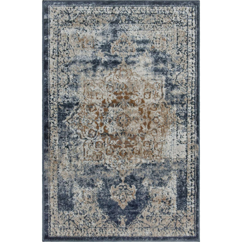 Tapis transitionnel de couleur céruléen Parrado, Rectangle 2 pi 2 po x 3 pi