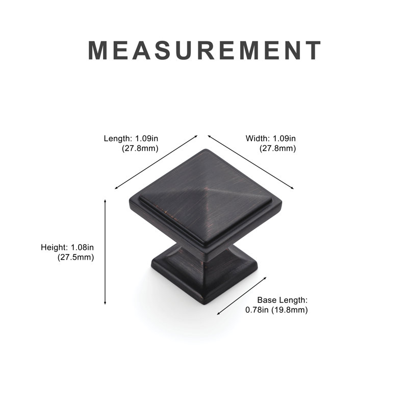 New Collection Classic Pyramid Square Cabinet Knob Kitchen Drawer Pulls Multipack, Oil Rubbed Bronze