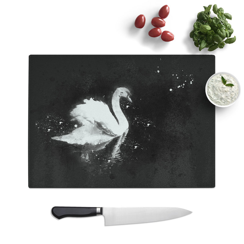 Tempered Glass Swan Chopping Board, 28.5 cm x 39 cm
