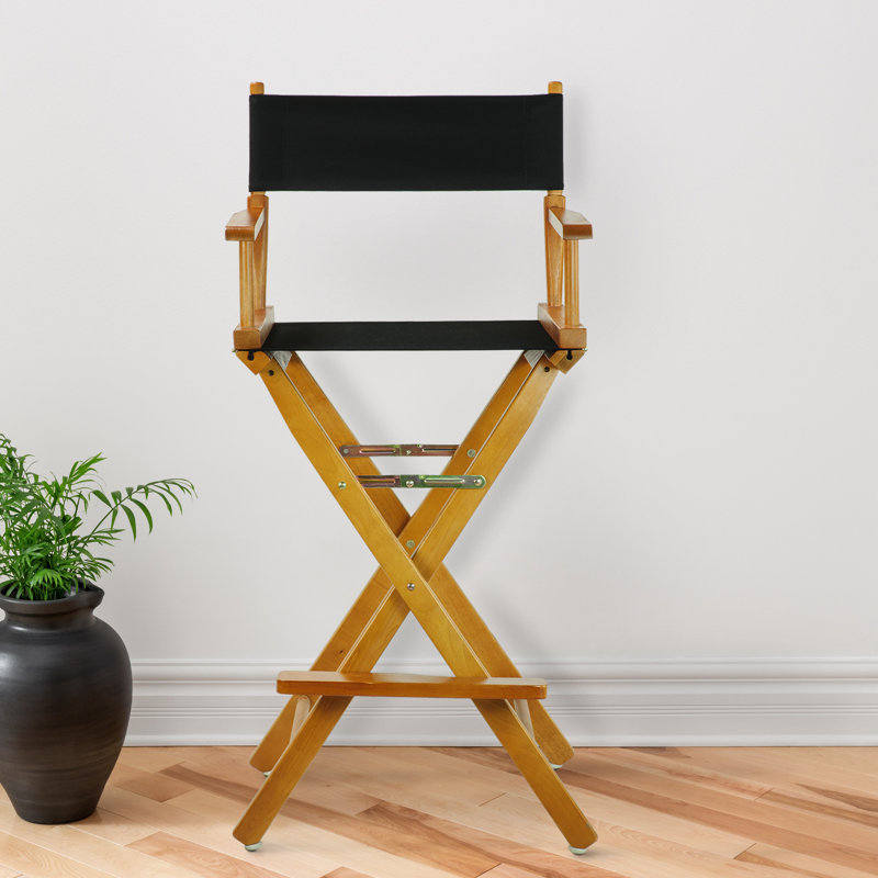 30" Folding Director Chair with Canvas, Natural, Black