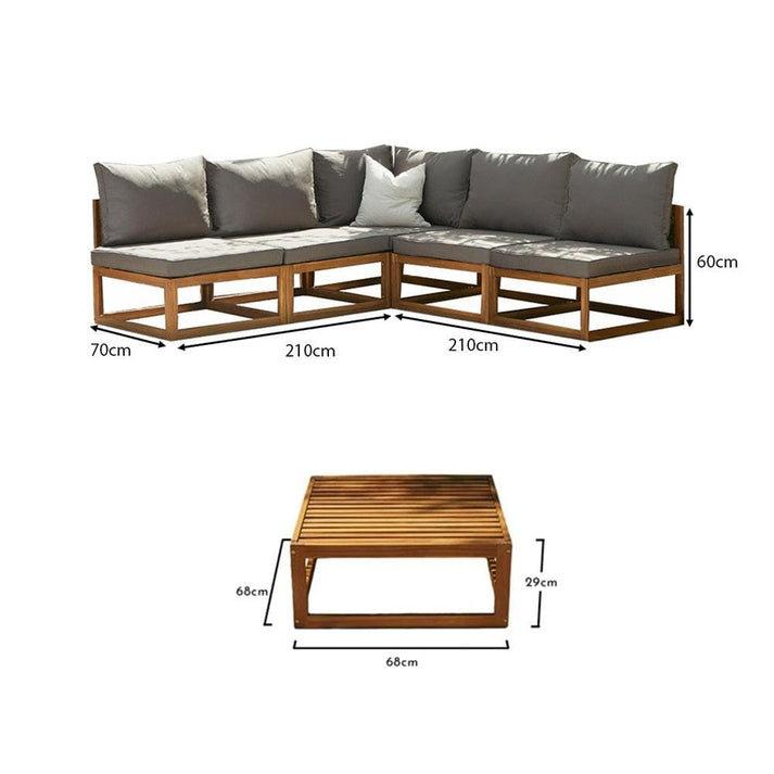 Rimasha Rowan Garden Lounge Set with Cushions, Beige, No Arms