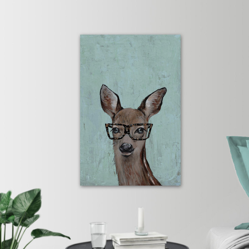 Brown Hippie Deer II - Wrapped Canvas Painting, 38cm H x 25cm W x 3.81cm D