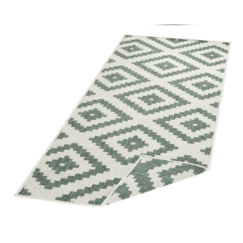 Malta flat-weave rug in green/cream, Runner 80 x 250 cm