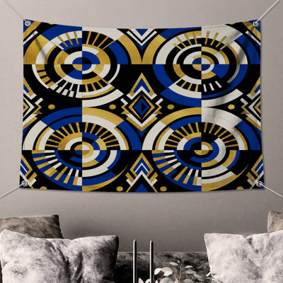 Tapisserie murale cercles géométriques art déco - Décoration murale cercles géométriques