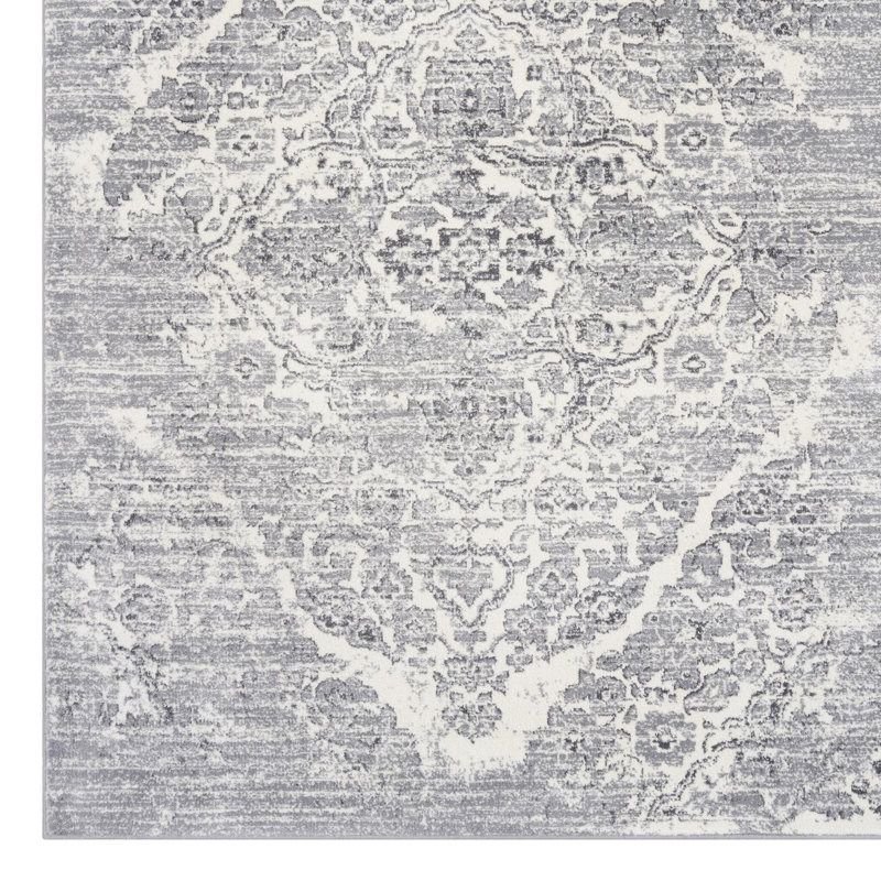 Tapis argenté / blanc délavé Joines, Rectangle 5 pi 2 po x 7 pi 2 po