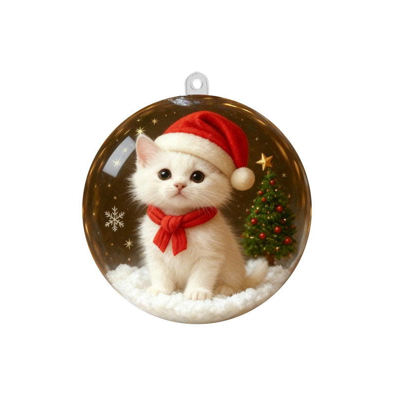 Décoration de Noël Boule de Noël Pendentif arbre de Noël Boule de cristal transparente Cadeau de bijoux Stéréoscopique Transparent petits animaux Décoration sphérique