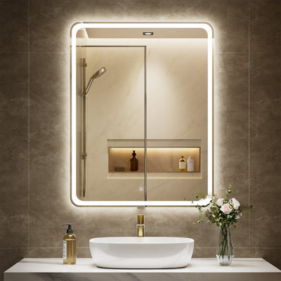 3 Color Light Memory LED Illuminated Dimmable Anti Fog Makeup Vanity Bathroom Mirror