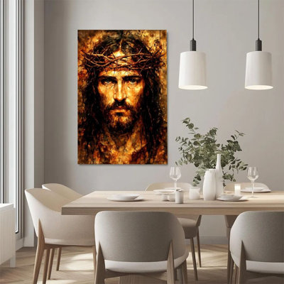 1Pc Pâques impression sur toile encadrée, Passion de Jésus, couronne d'épines, réalisme religieux, décoration murale, prêt à accrocher - décor chrétien moderne, parfait pour la décoration de salon, chambre à coucher, bureau, salle de bain