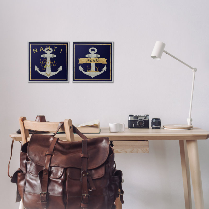  «Nauti Girl & Guy Anchors», ensemble de 2 estampes numériques par Graffi * Tee, H 12 po x l 12 po