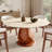   Matte Stone Top Dining Table For 4-8, Geometric Deco Pedestal Kitchen Table With Expanded Tray-1990106988