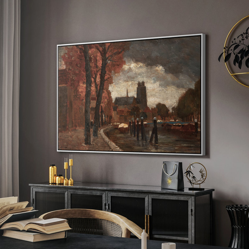 Paysage rétro - CCxxxi, H 17 po x l 25 po x P 2 po, Toile encadrée flottée blanche