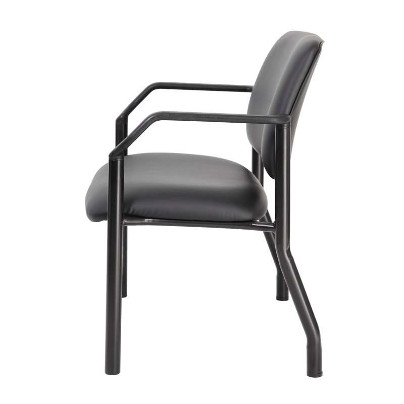 Vinyl Seat Reception Chair with Metal Frame, Black